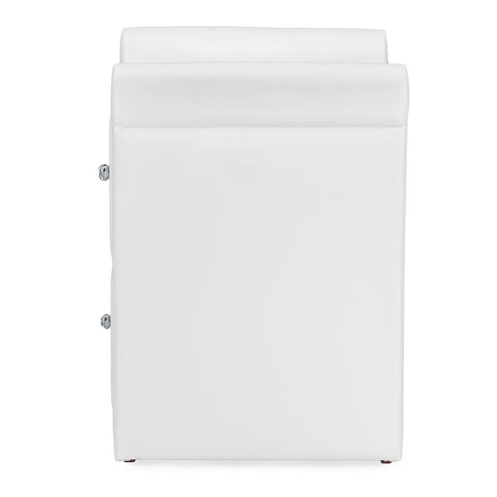 Victoria Matte Faux Leather Leather 2 Storage Drawers Nightstand Bedside Table - White - Baxton Studio