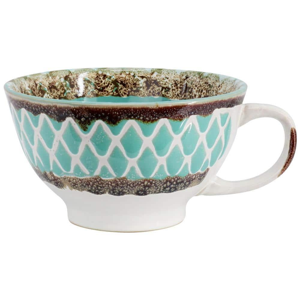 Meritage Otis 6 Piece 27 Ounce Stoneware Soup Bowl with Handle Set in Turquoise