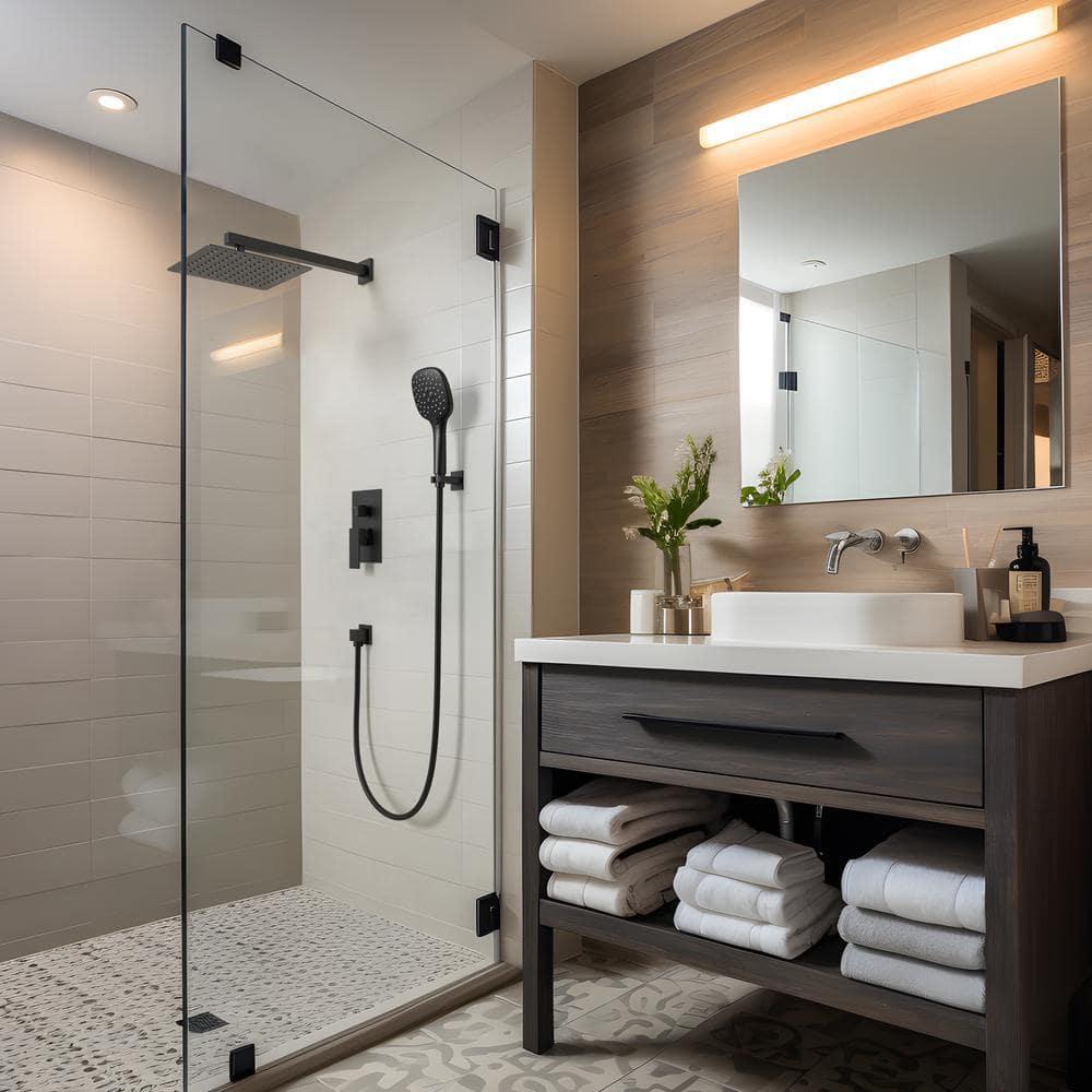 YAWWALK 10" Shower Head with 3-Spray Patterns Handheld in Matte Black (Valve Included)