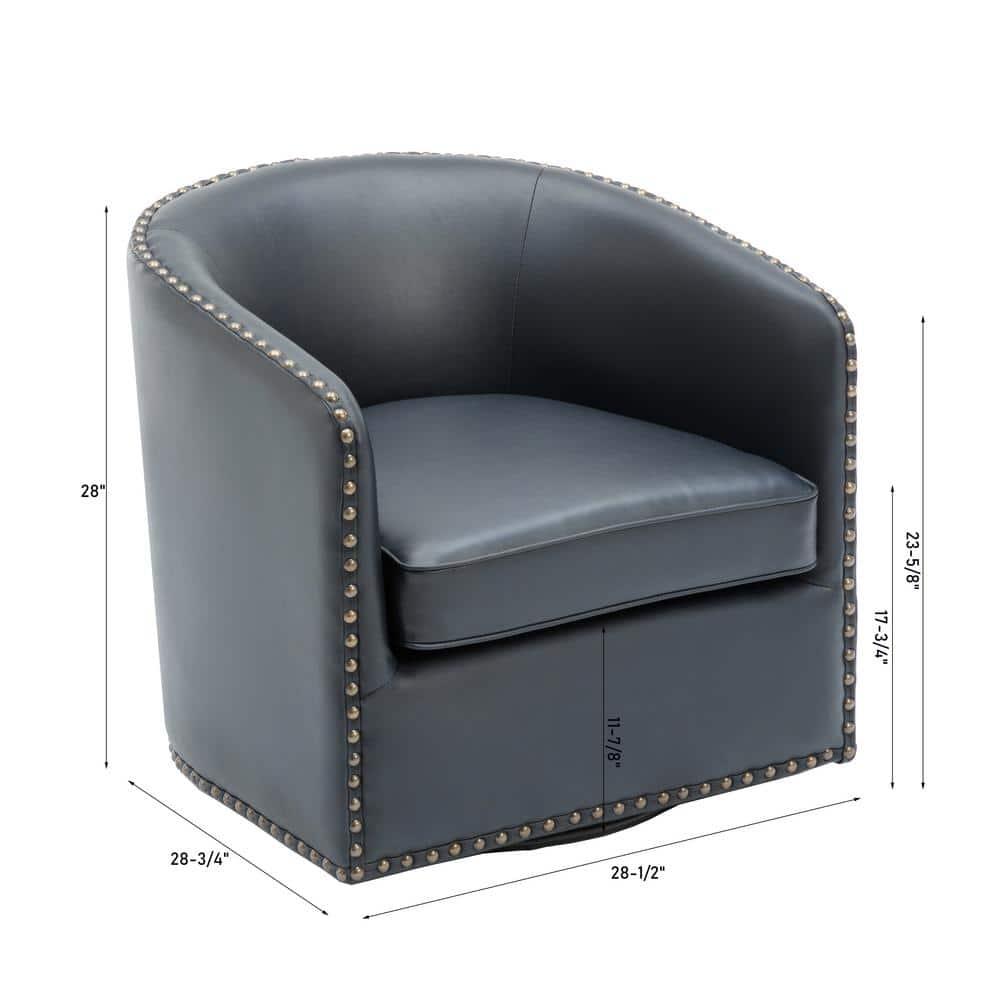 Comfort Pointe Tyler Swivel Arm Chair Midnight Blue: Upholstered, Nailhead Trim, Foam Filled, Wood Frame