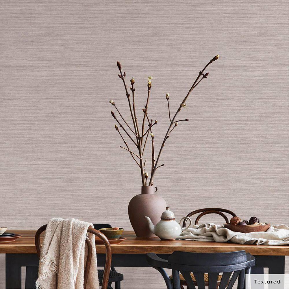 Tempaper & Co. Faux Horizontal Grasscloth Removable Peel and Stick Wallpaper, Textured Pewter, 56 sq. ft.: Vinyl, Prepasted