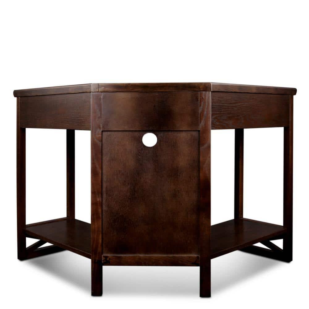 Leick Home 81430 Corner Computer/Writing Desk with Drawer and Shelf, Made with Solid Wood, Chocolate Oak