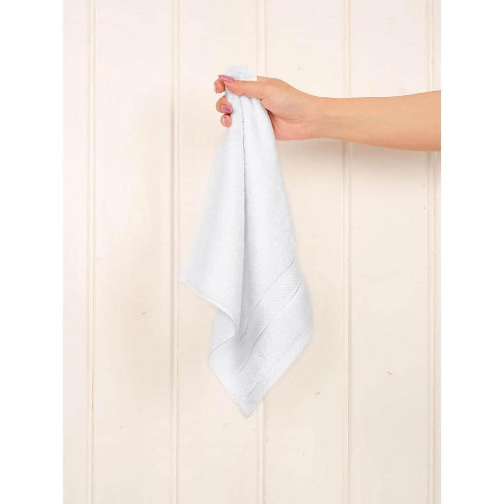 American Soft Linen Salem 4 Pack Washcloth Set, 100% Cotton Washcloth Hand Face Towels for Bathroom and Kitchen, White