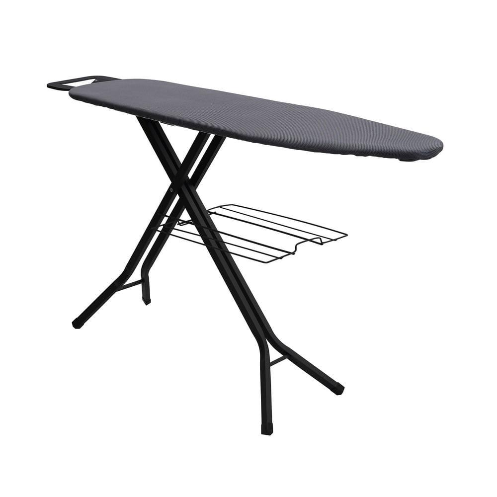Household Essentials Deluxe Matte Black Ironing Board 4 Legs: Collapsible Metal, 54" x 14", 12.85 lbs, No Warranty