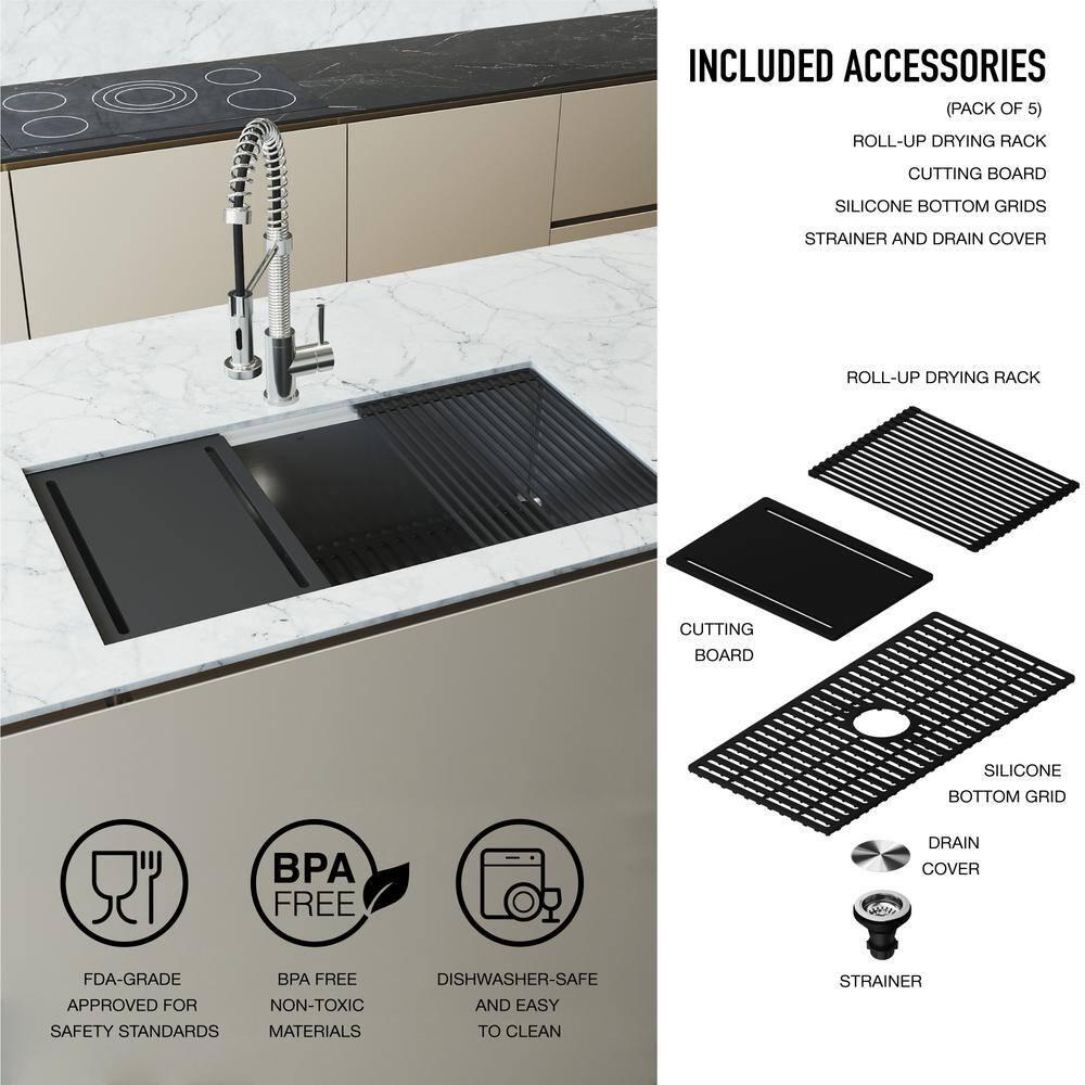 VIGO VIGO 36" Mercer Stainless Steel Undermount Kitchen Sink with Accessories VGR3620CK1