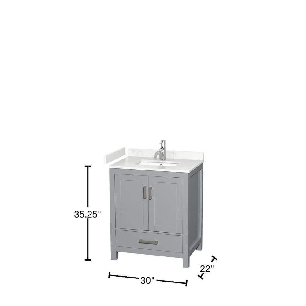 Wyndham Collection Sheffield 30" Freestanding Single Bathroom Vanity with Cultured Marble Top
