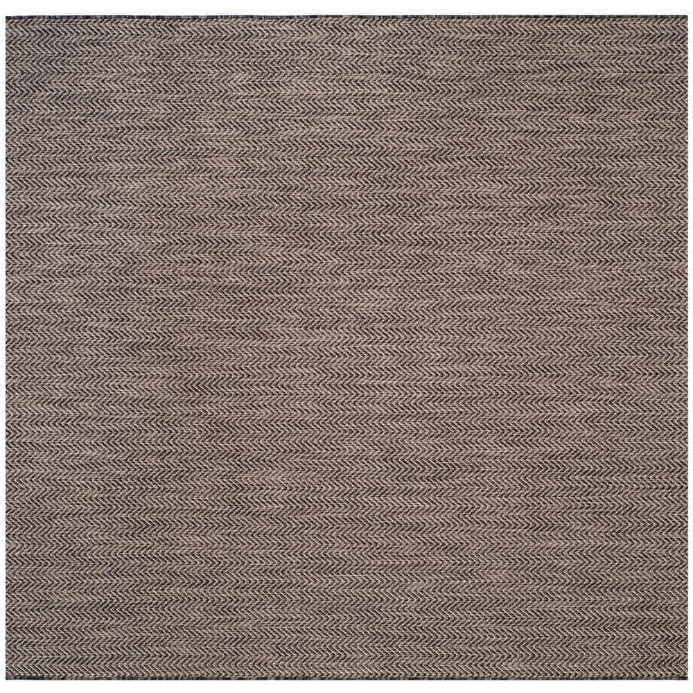 Courtyard CY8022 Power Loomed Indoor and Outdoor Area Rug - Black/Beige - 6'7"x6'7" - Safavieh