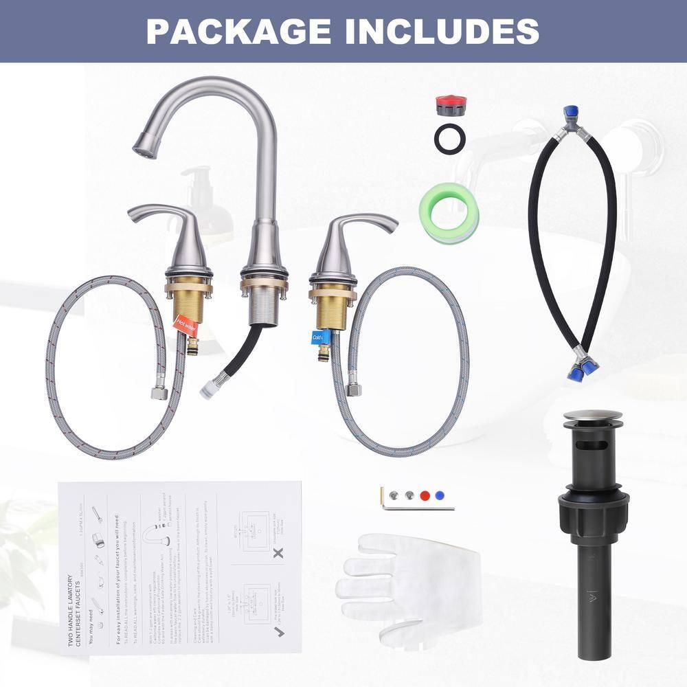 Widespread 2-handle Bathroom Faucet with Drain Assembly
