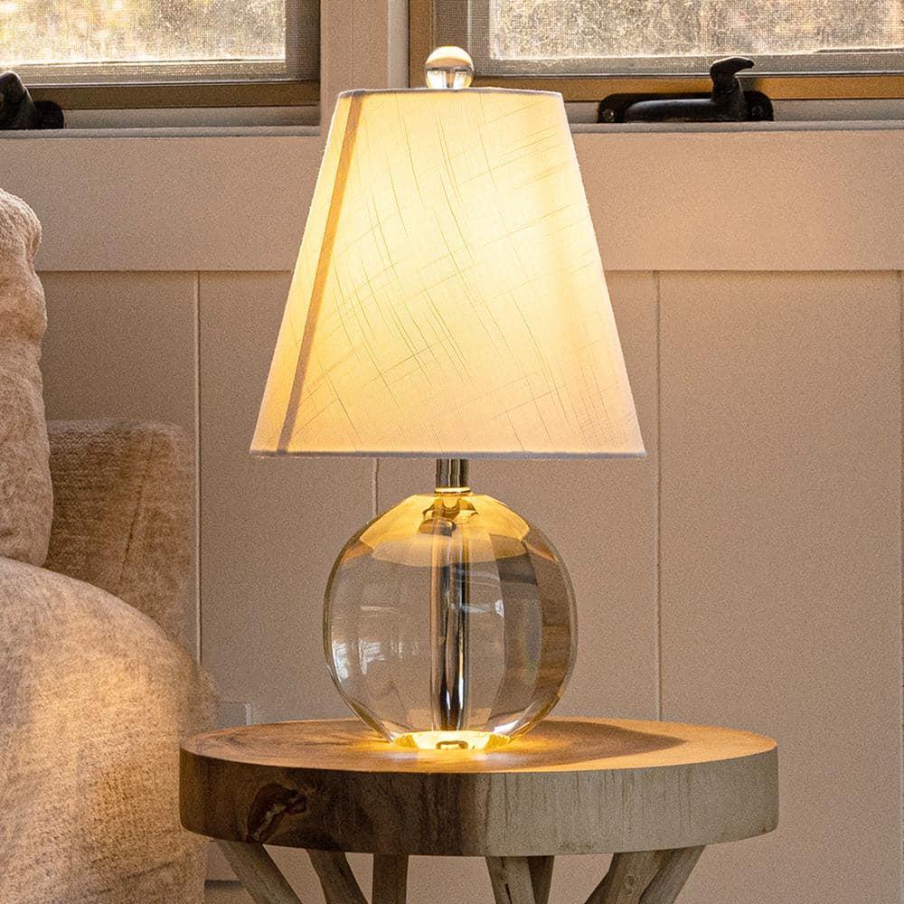 JONATHAN Y Goddard 16" Crystal Ball/Metal LED Table Lamp, Clear