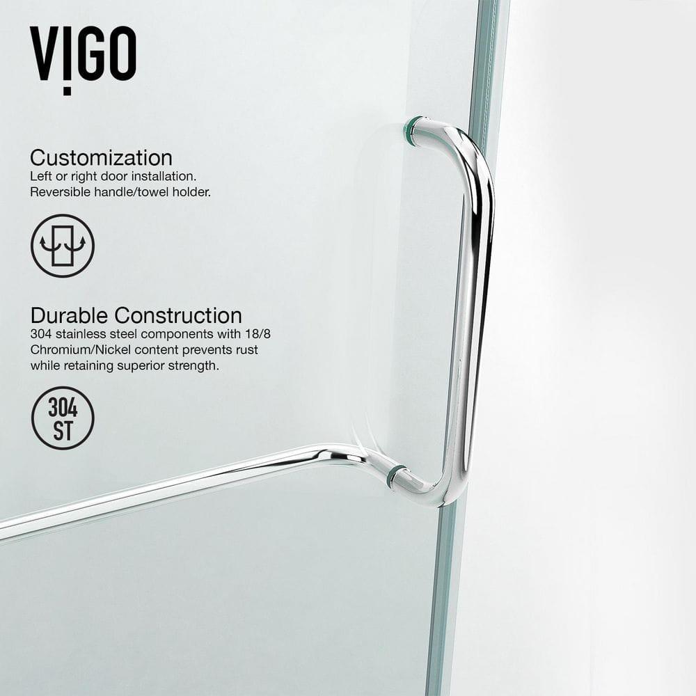 VIGO Monteray 46" W x 30" D x 73" H Hinged Frameless Shower Enclosure with 3/8  Clear Glass VG6011CHCL48