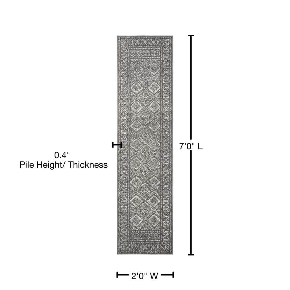 Tulum TUL264 Power Loomed Runner Rug - Dark Grey/Ivory - 2'x7' - Safavieh.