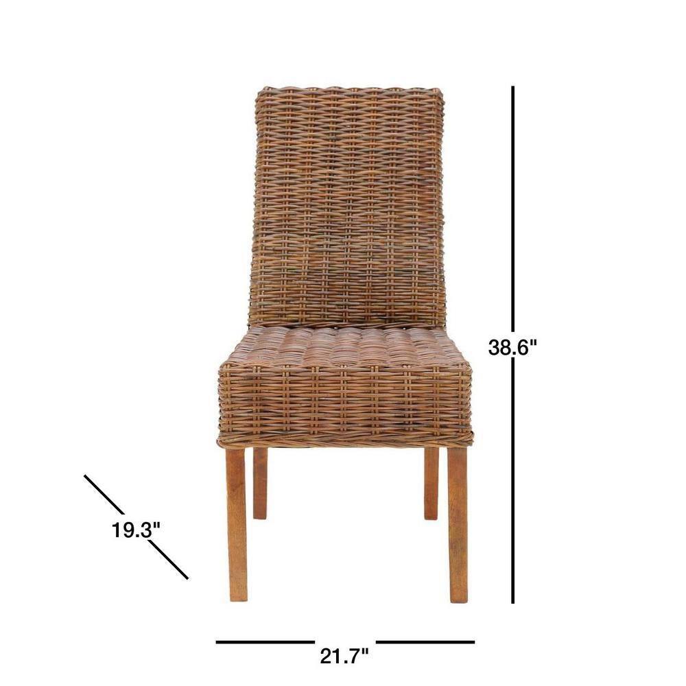 Sanibel 18''H Rattan Side Chair (Set of 2) - Antique Walnut - Safavieh