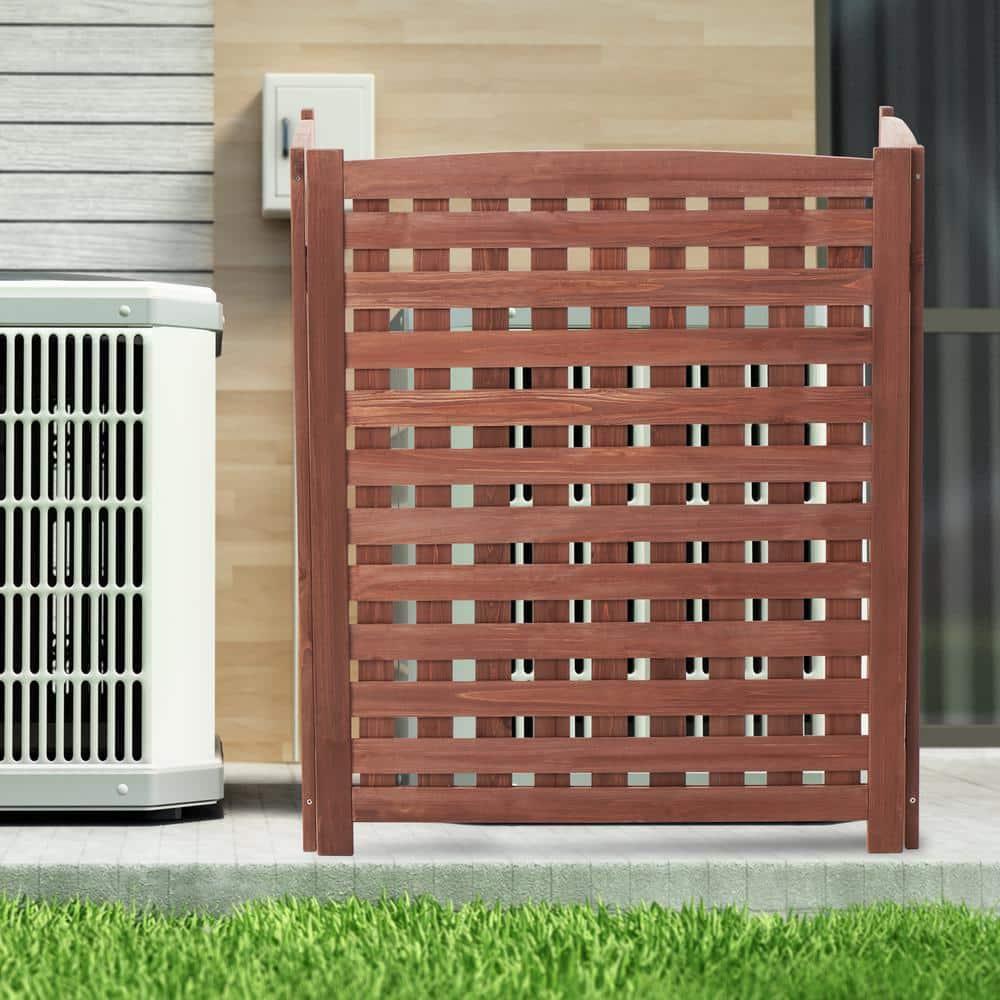 3-Panel Outdoor Air Conditioner Fence Screen, Outside Wood Privacy Fence, 32" W x 38" H