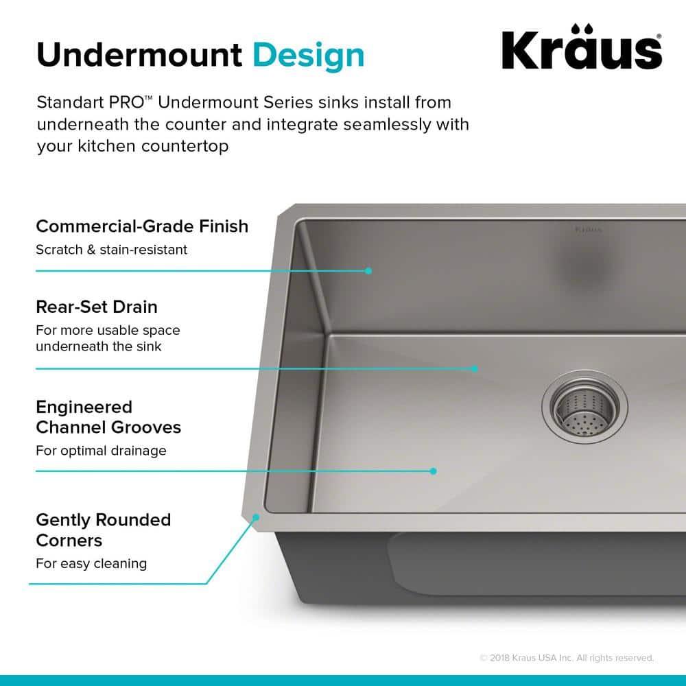 KRAUS Standard PRO™ Gauge Undermount Kitchen Sink with WasteGuard™ Garbage Disposal