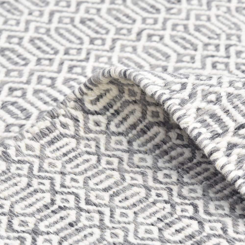 Slate Geometric Flat Woven Wool 9' x 12' Area Rug