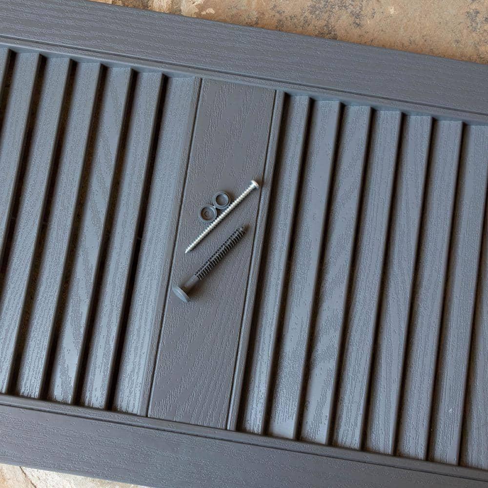 60" Gray Vinyl Louvered Exterior Shutters Pair