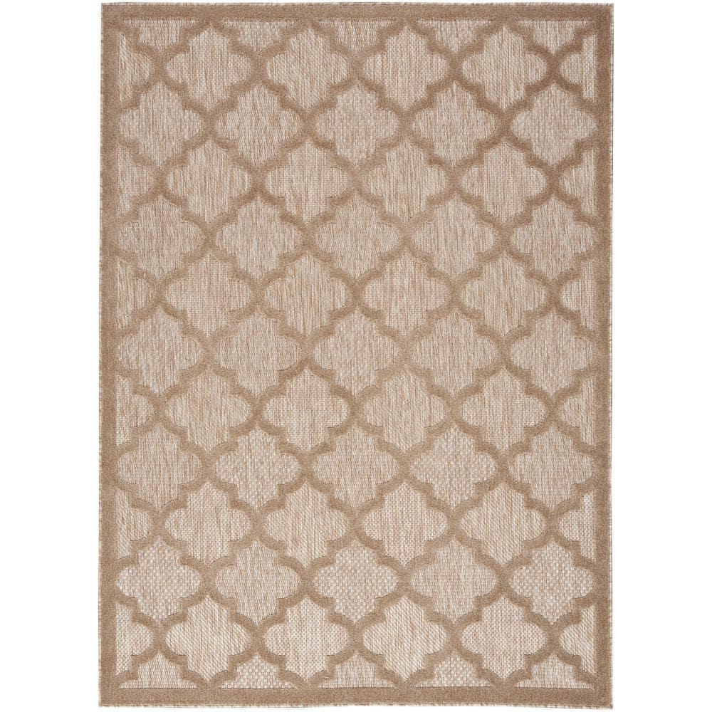 Nourison Easy Care Trellis Flatweave Indoor Outdoor Area Rug 4' x 6' Natural Beige