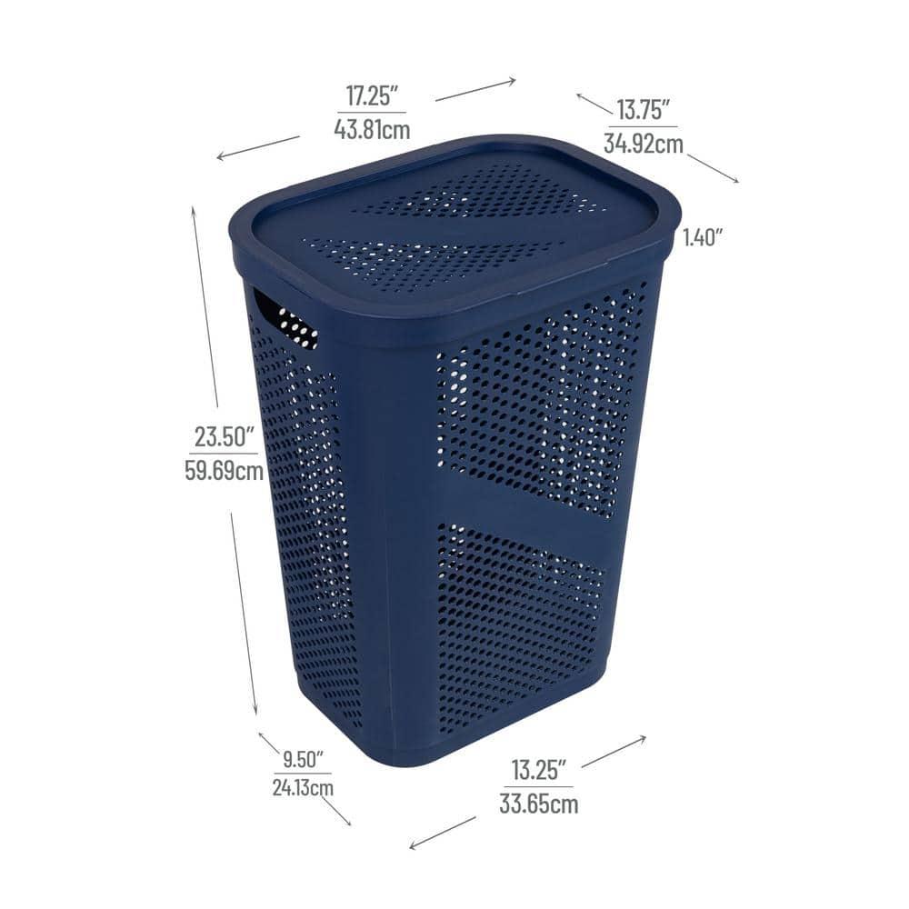 Mind Reader Large Hinged Lid Laundry Hamper, Navy