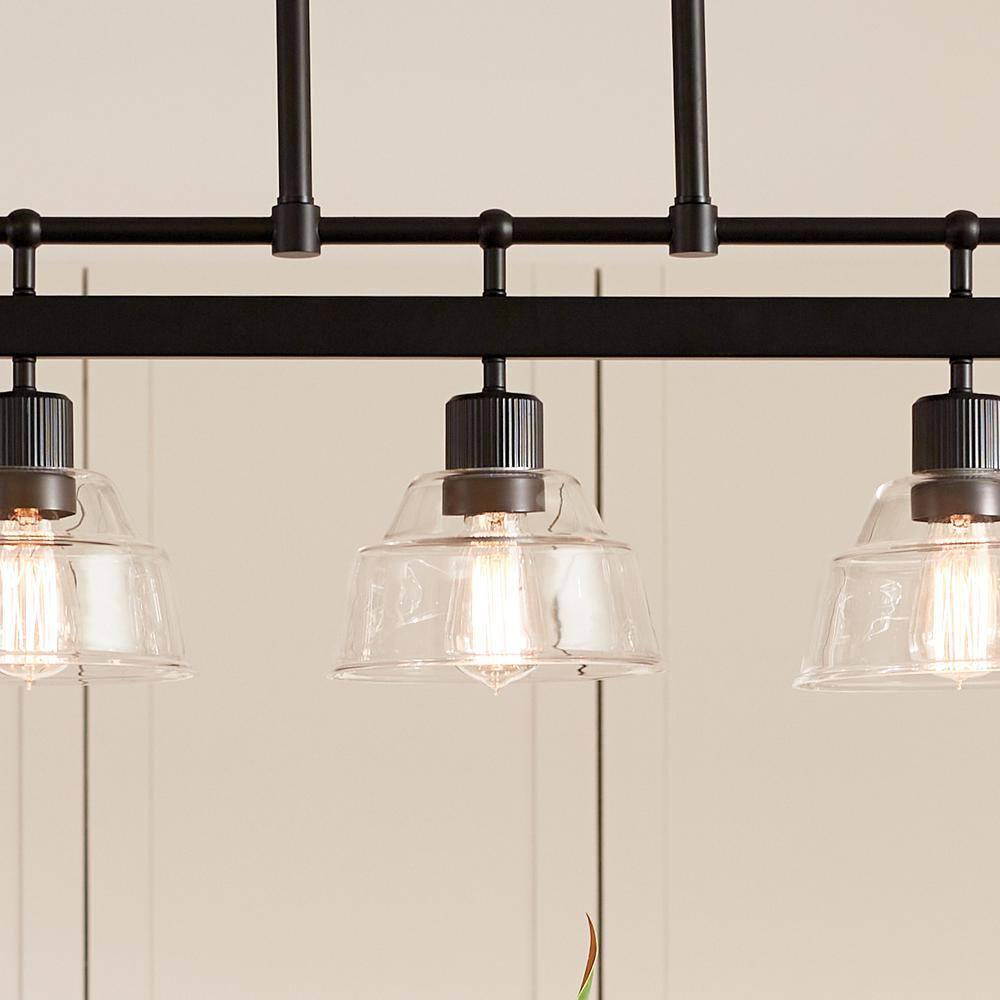Eastmont Black and Clear Glass 5-Light Linear Chandelier