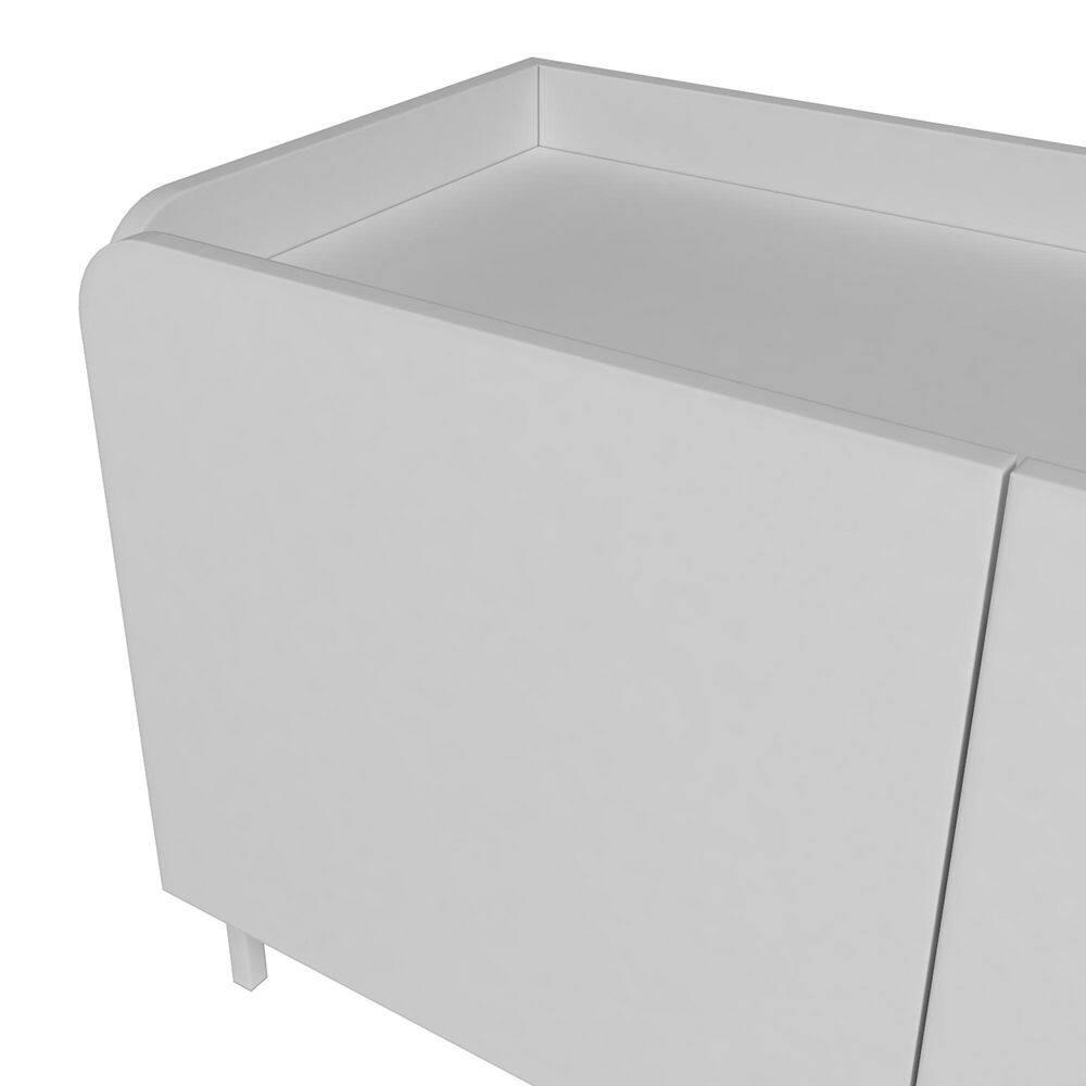 Manhattan Comfort 2pc Bogardus TV Stand for TVs up to 65" and 2 Door Accent Cabinet Set White: Mid-Century Modern, Particle Board Construction