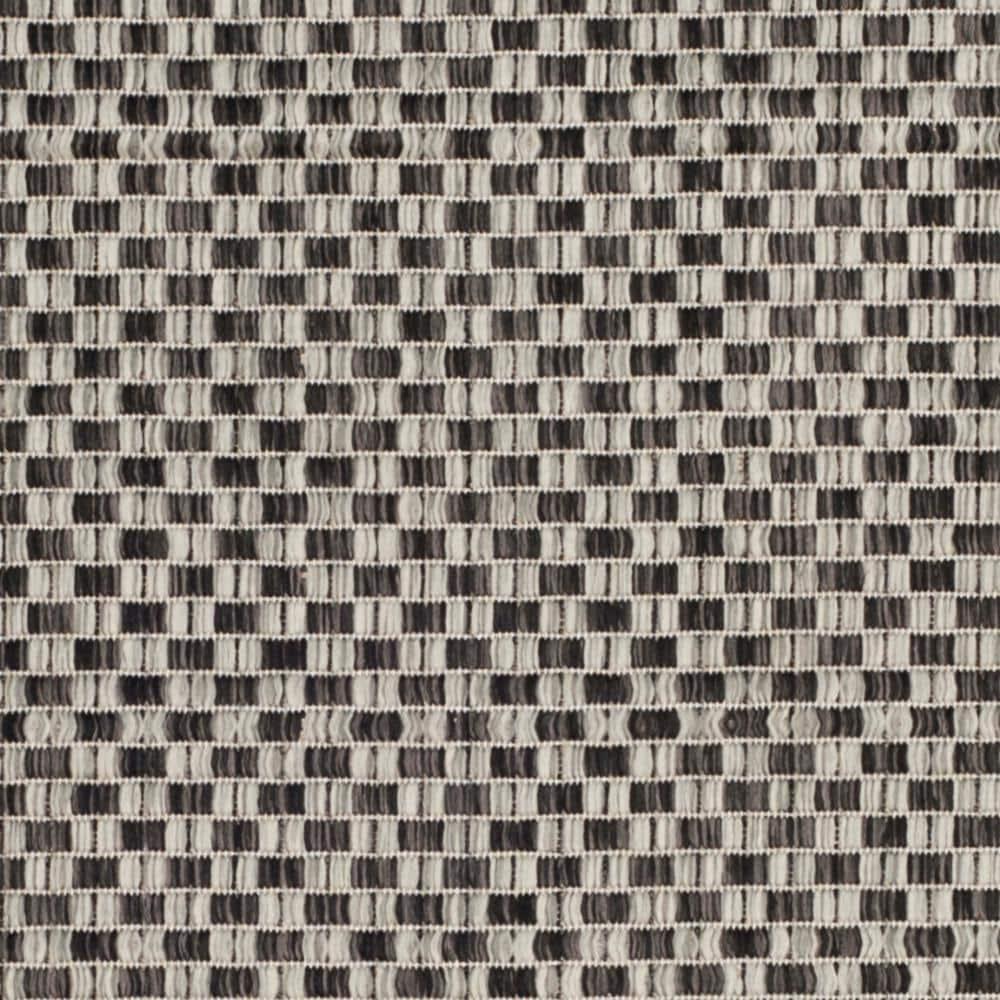 SAFAVIEH Courtyard Blair Checkered Indoor/Outdoor Runner Rug, Black/Light Grey, 2'3" x 14'
