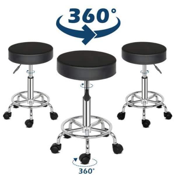 Lowestbest Bar Stool, Adjustable Swivel Chair with Round Feet, Modern Salon Chair Hydraulic Rolling