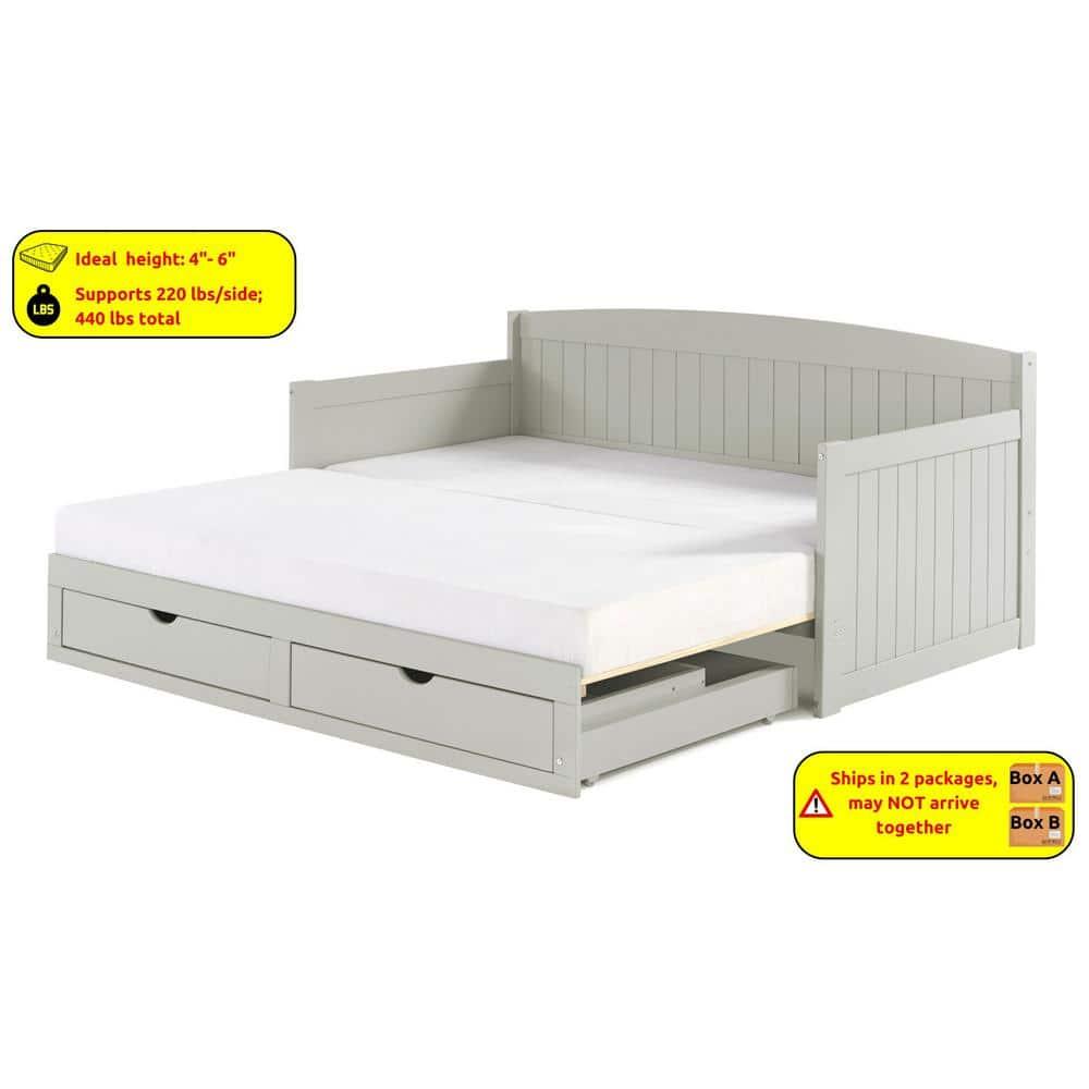 Alaterre Furniture King Harmony Kids' Daybed with Conversion Dove Gray