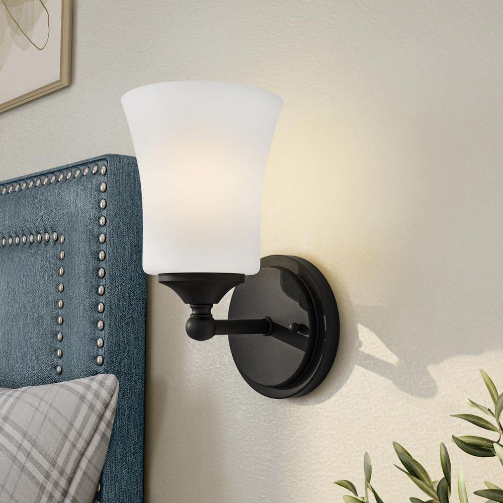 Designers Fountain Bronson 1 Light Matte Black Wall Sconce Light, D278M-WS-MB