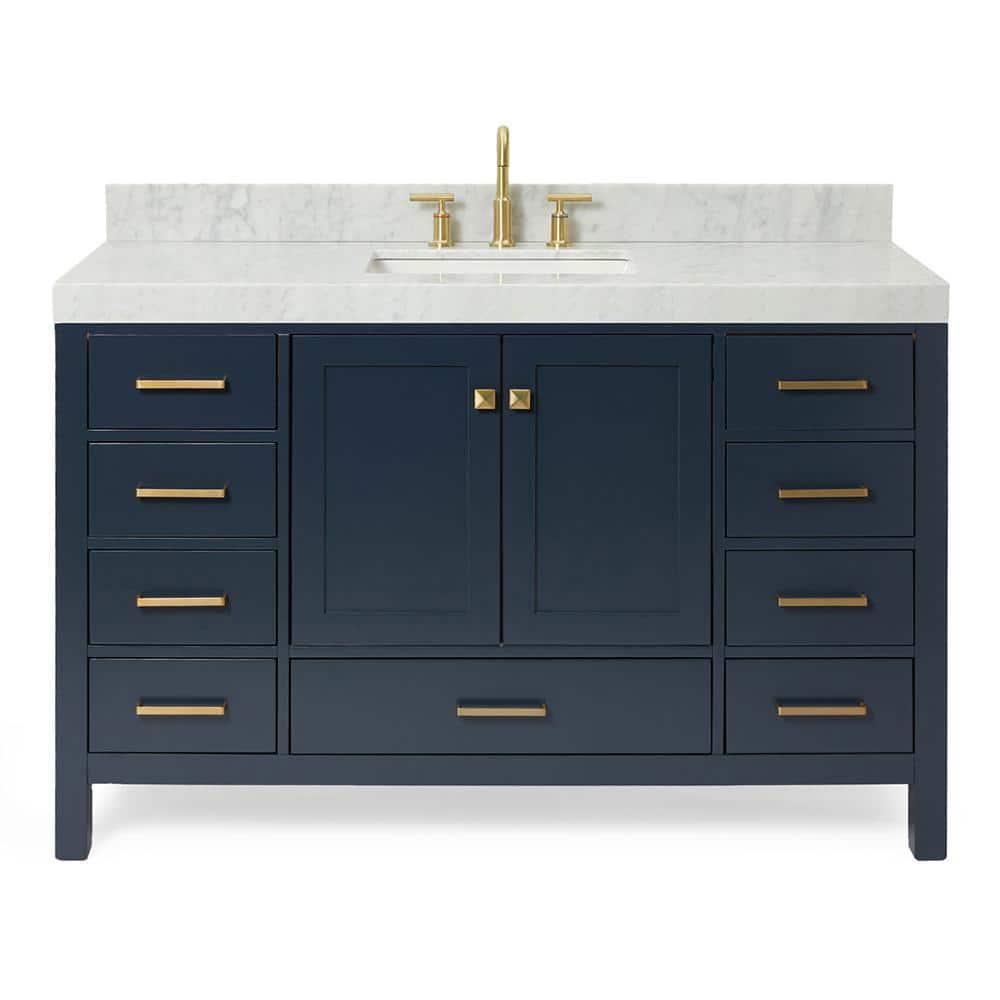 Cambridge 54'' Single Bathroom Vanity with Carrara Marble Top