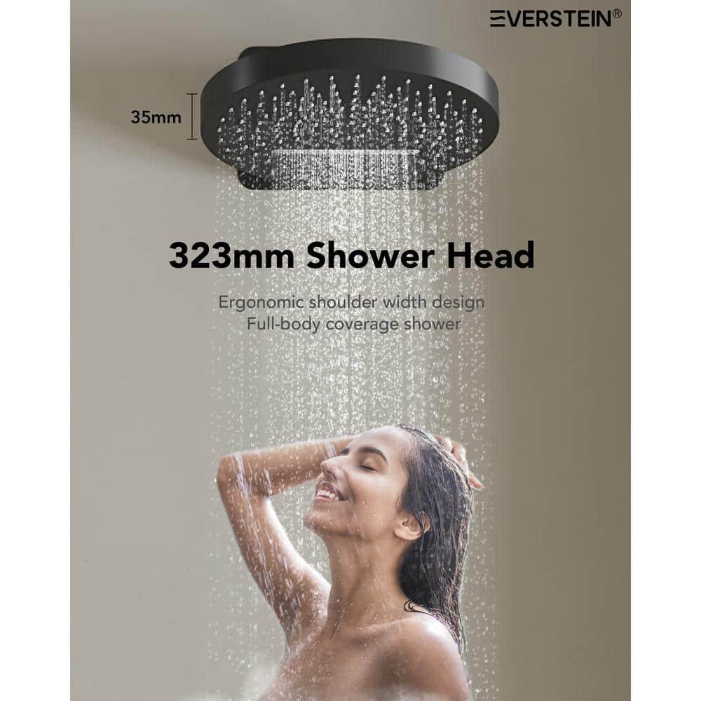 Wall Mounted Dual Thermostatic Shower Shower Faucet Set ,Waterfall & Rainfall Shower Head with Rough-In Valve