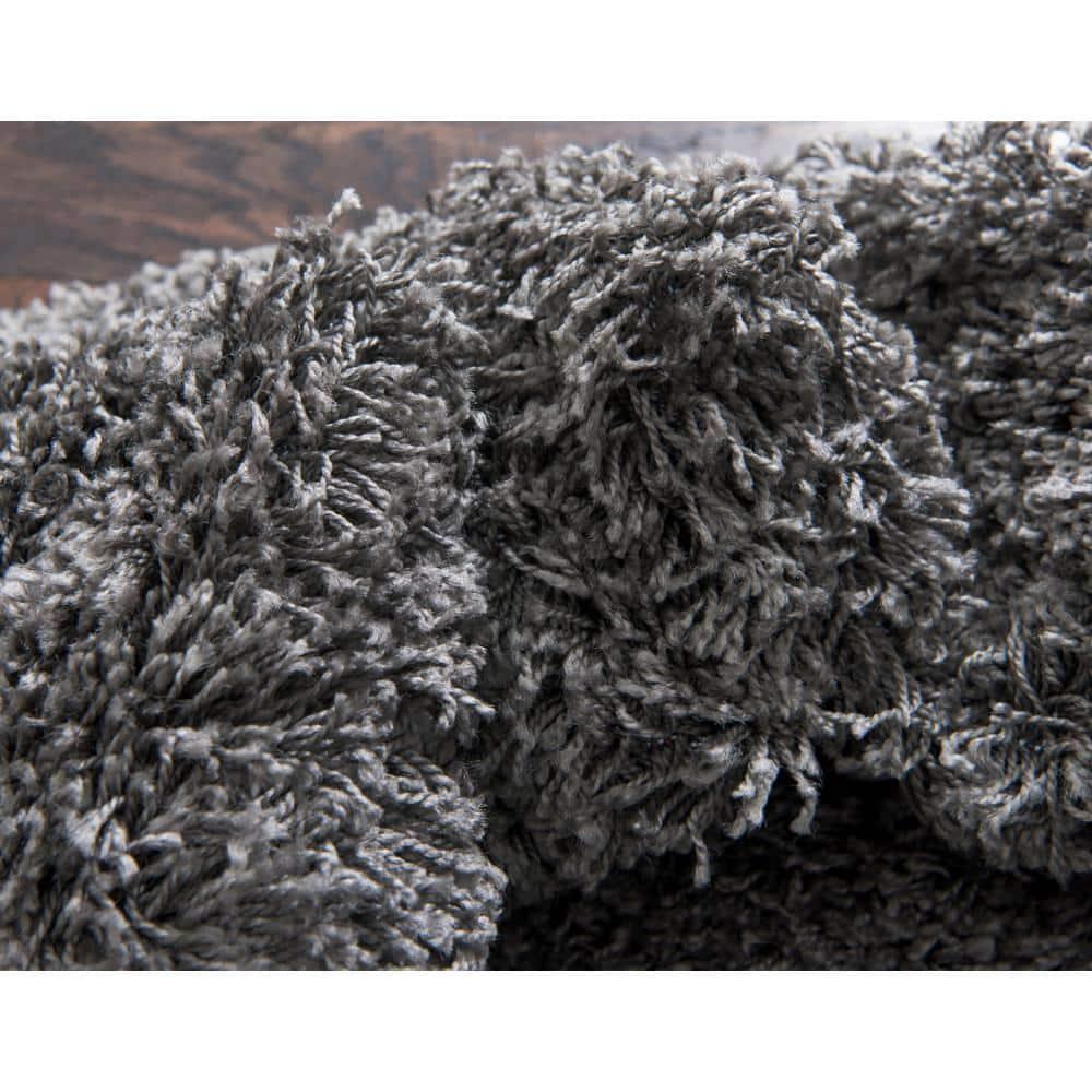 Unique Loom 6' 1 x 9' 0 Solid Shag Graphite Gray Area Rug