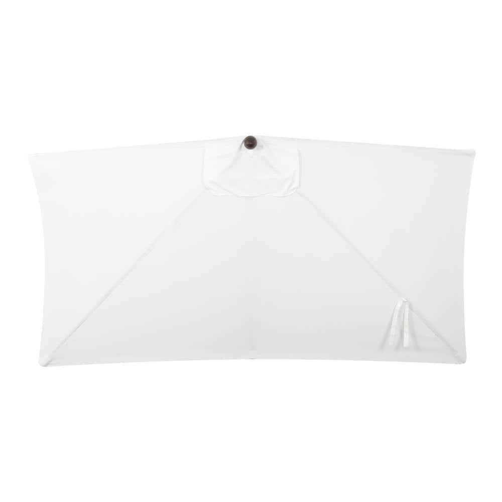 JONATHAN Y Sidney 9 ft. Classic MidCentury Rectangular Half Market Patio Umbrella with Crank, Wind Vent and UV Protection in White/Black