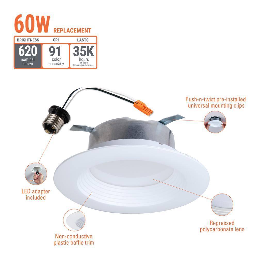 Halo 3019188 4 in. 8W Bright White LED Recessed Downlight
