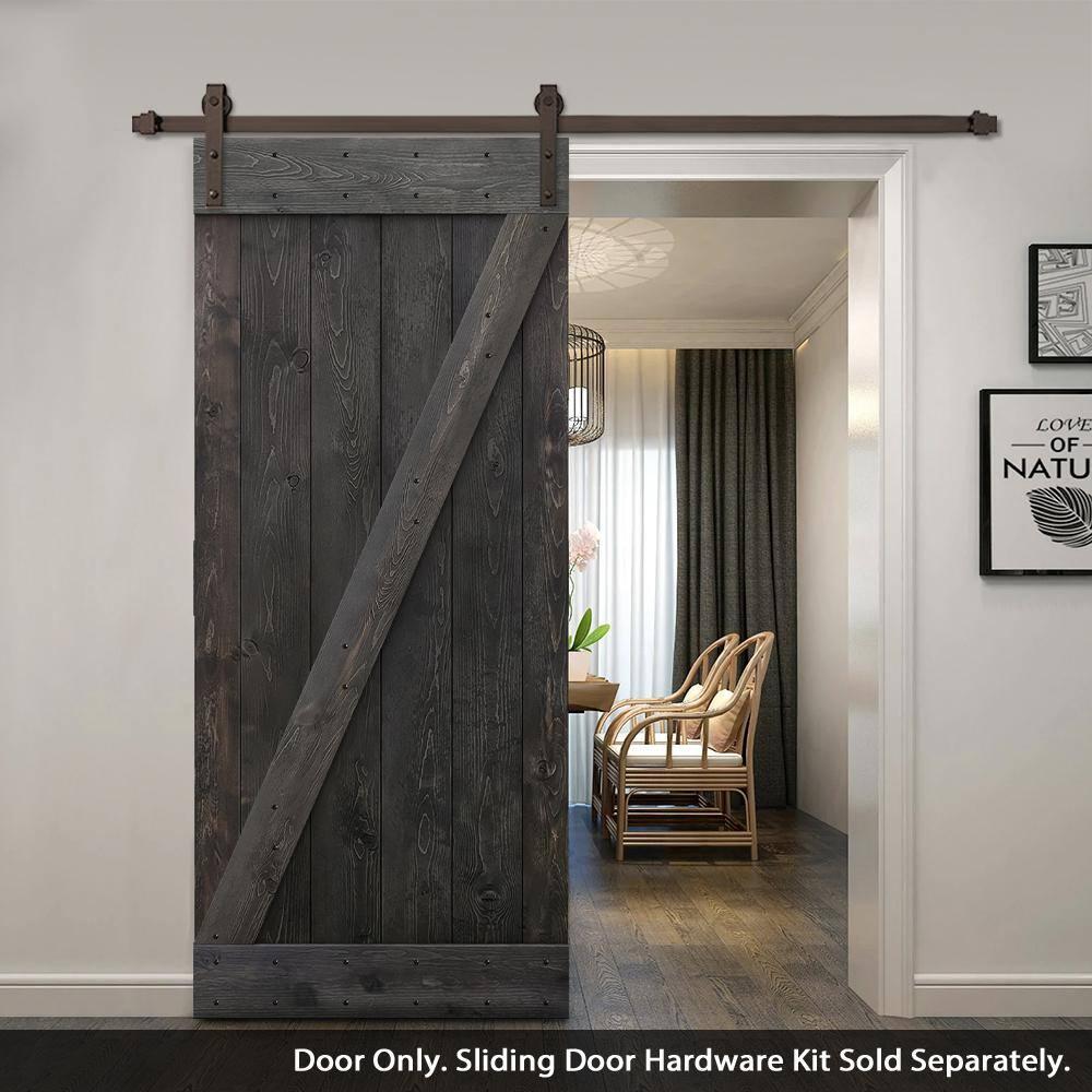 Calhome 84'' Solid Wood Paneled Painted Barn Door