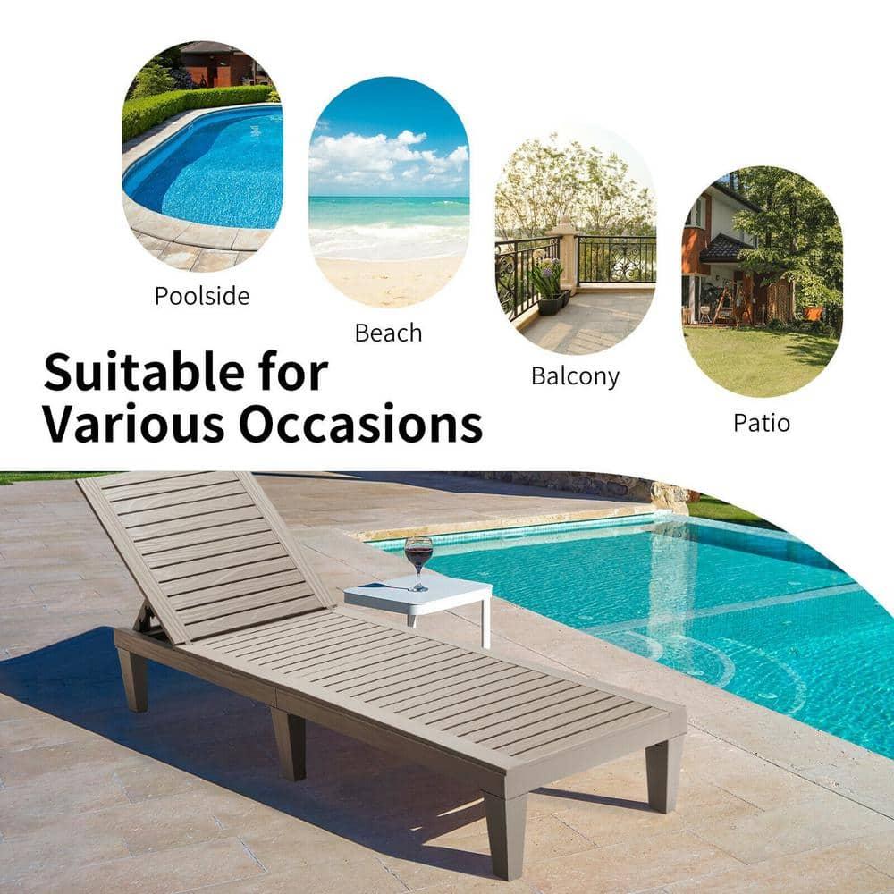 Topcobe Silla Reclinable de Exterior con Respaldo Ajustable en 5 Posiciones, Muebles para Terraza de Piscina, Marrón
