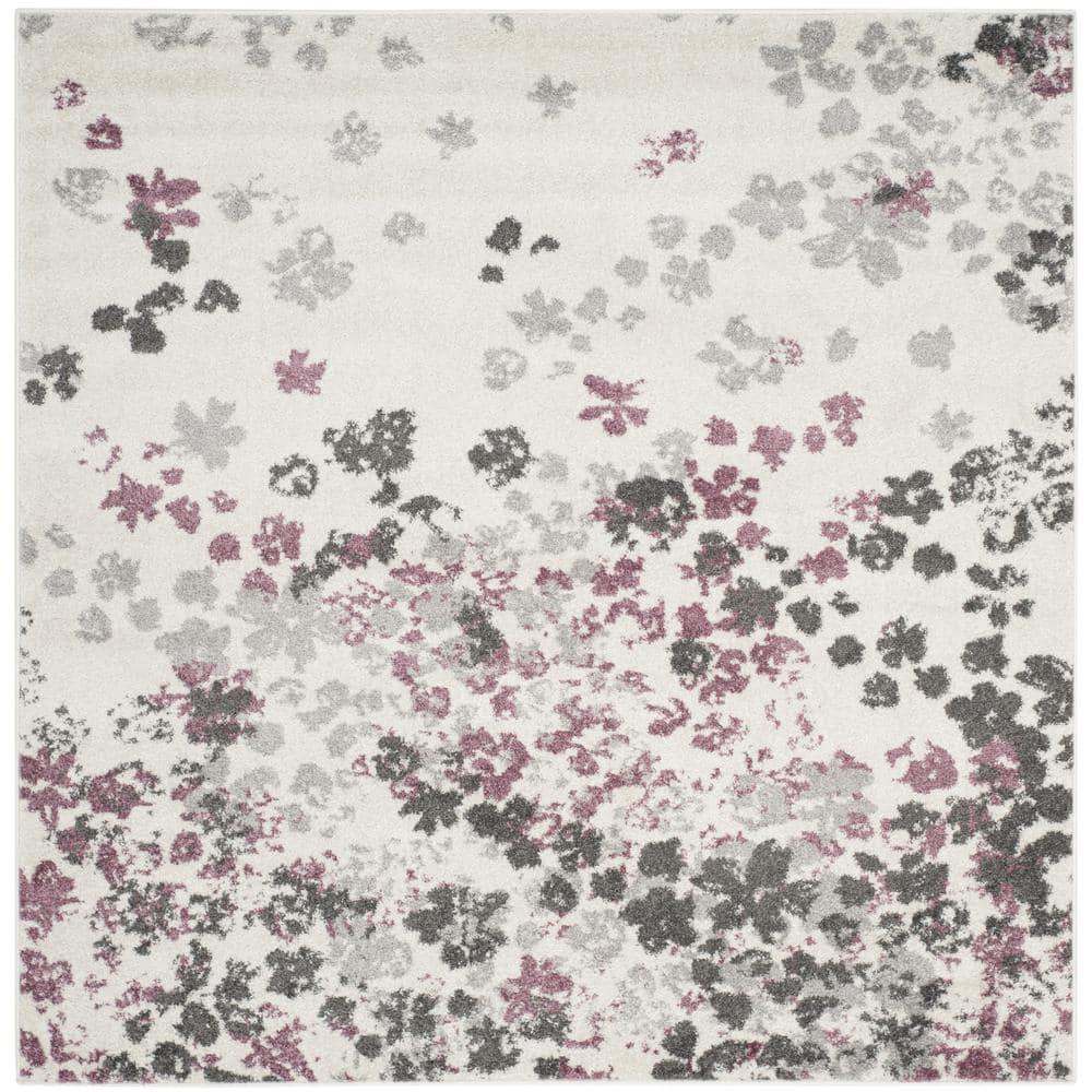 Adirondack ADR115 Power Loomed Area Rug - Ivory/Purple - 8'x8' - Safavieh.