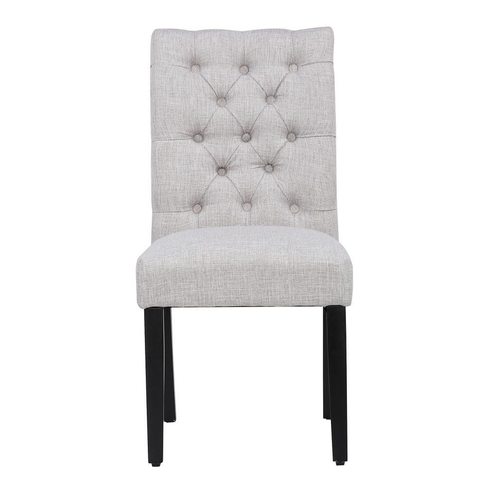 NINA Button Tufted Back Light Gray Upholstered Dining Side Chair