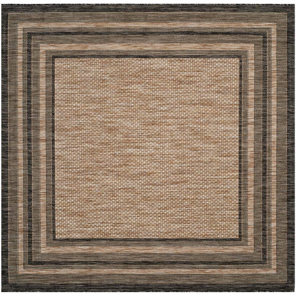 Courtyard CY8475 Power Loomed Indoor and Outdoor Area Rug - Natural/Black - 5'3"x5'3" - Safavieh