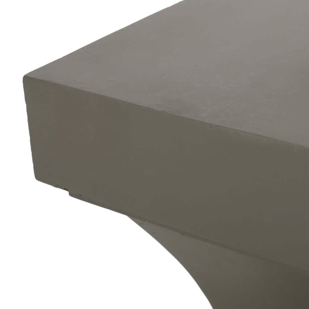 GDF Studio Atrass Outdoor Modern Lightweight Concrete Side Table, Light Gray