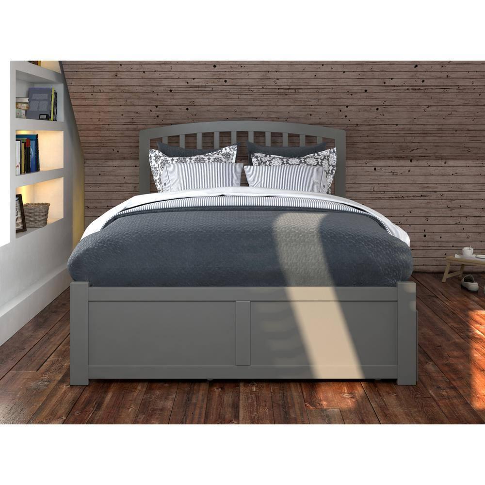 Cama Richmond con Plataforma Completa, Pie de Panel Plano y Cama Nido Urbana de Tamaño Completo en Gris