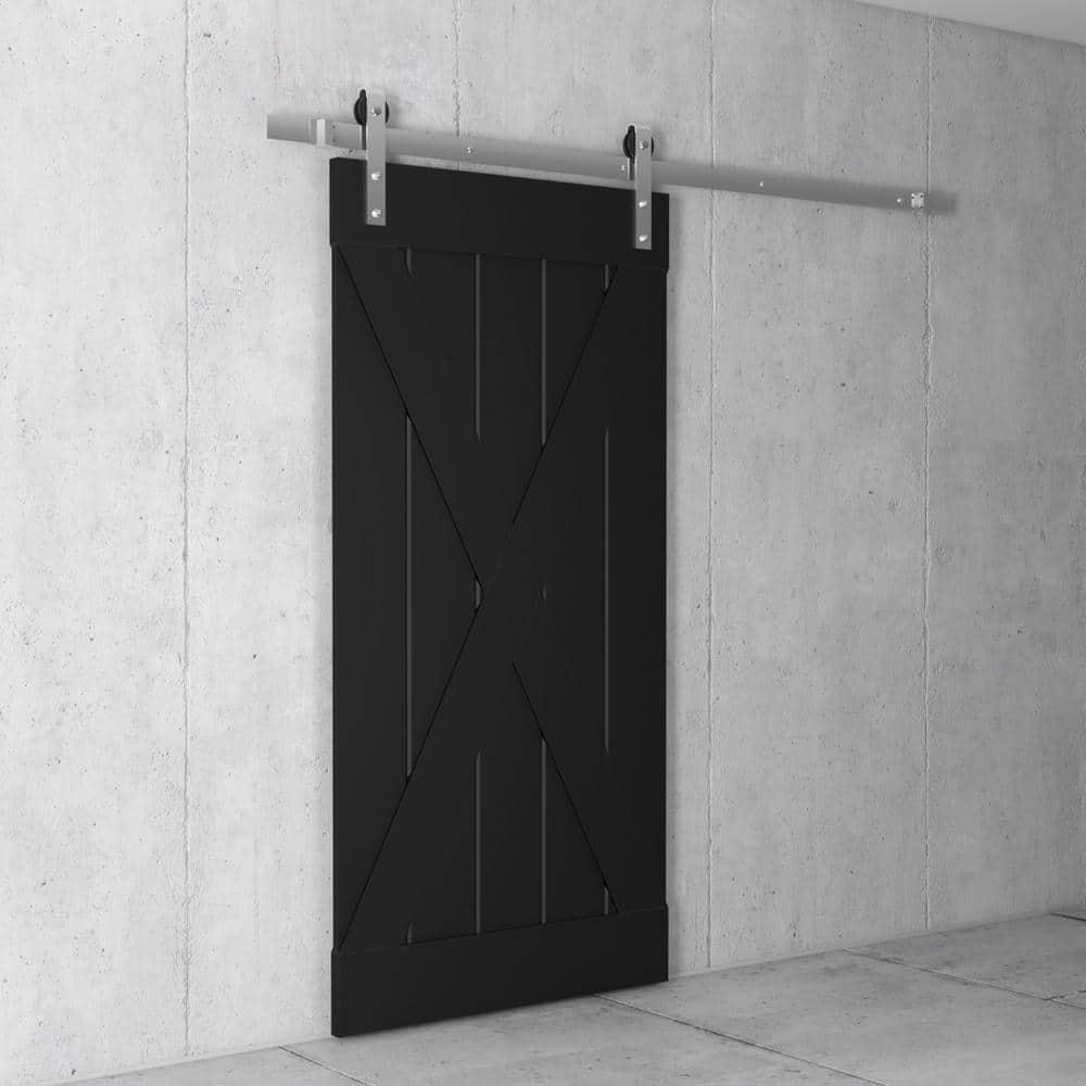 Urban Woodcraft 40'' x 83'' Solid Wood Paneled Painted with Installation Hardware Kit Barn Door
