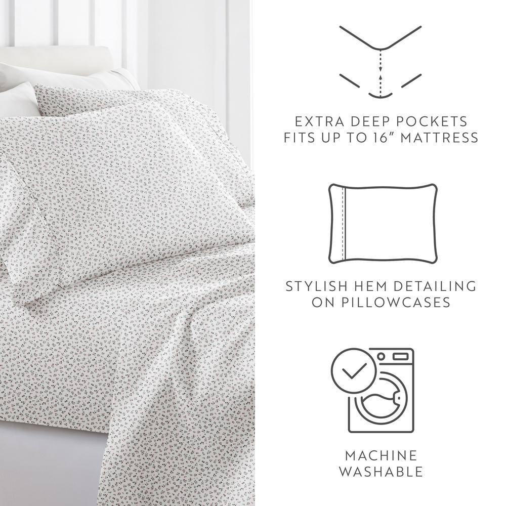 IEnjoy Home 4 Piece Sheet Set Patterned Microfiber Ultra Soft Bedding in Floral Dream