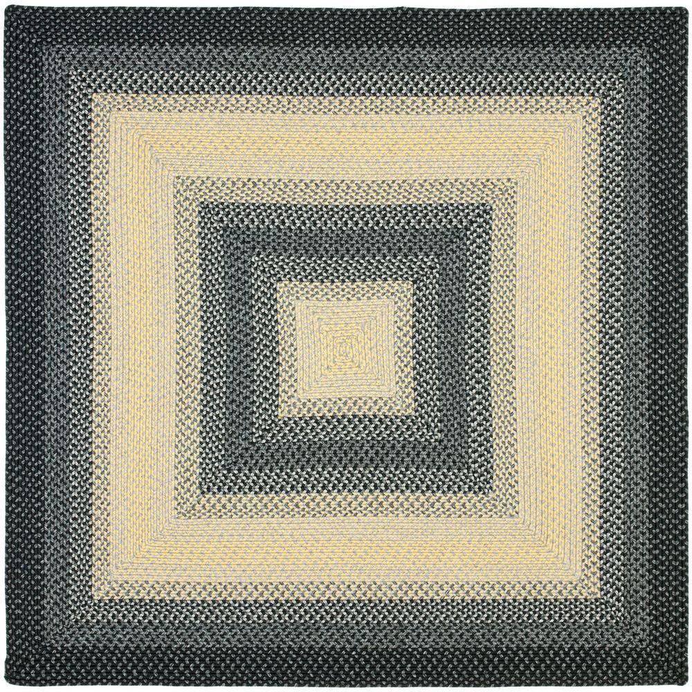 Braided BRD311 Hand Woven Area Rug - Black/Grey - 6'x6' - Safavieh.