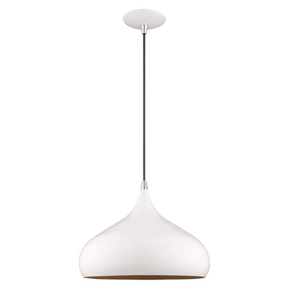 Shiny White and Gold Mini Aluminum Pendant Light