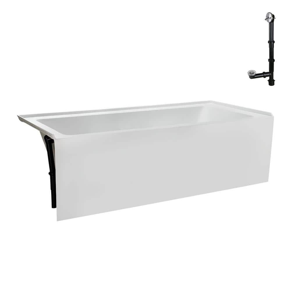 Streamline Bath Streamline 60 in. x 30 in. Acrylic Left-Hand Drain Alcove Bathtub in Glossy White With External Drain NAL-5320-CH