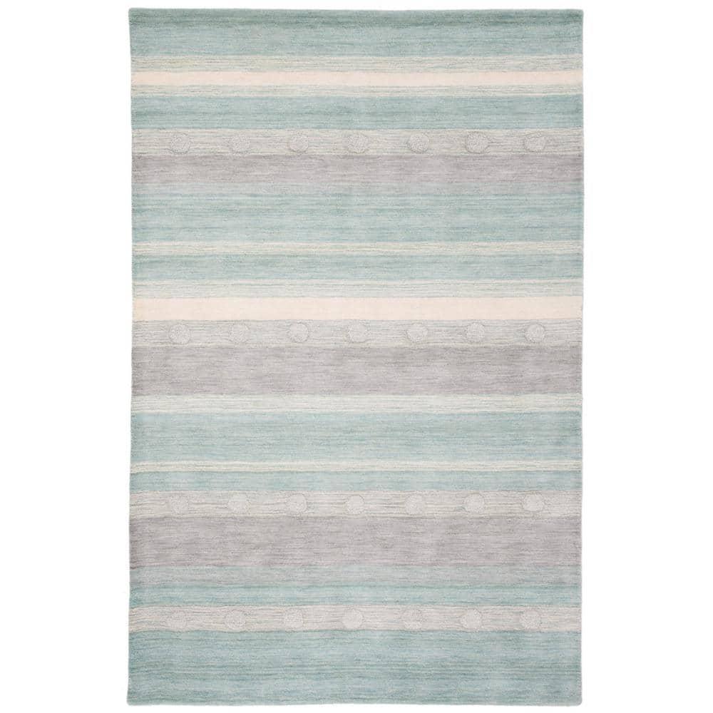 Hampton HTN231 Power Loomed Indoor/Outdoor Area Rug - Aqua/Ivory - 8'x10' - Safavieh.