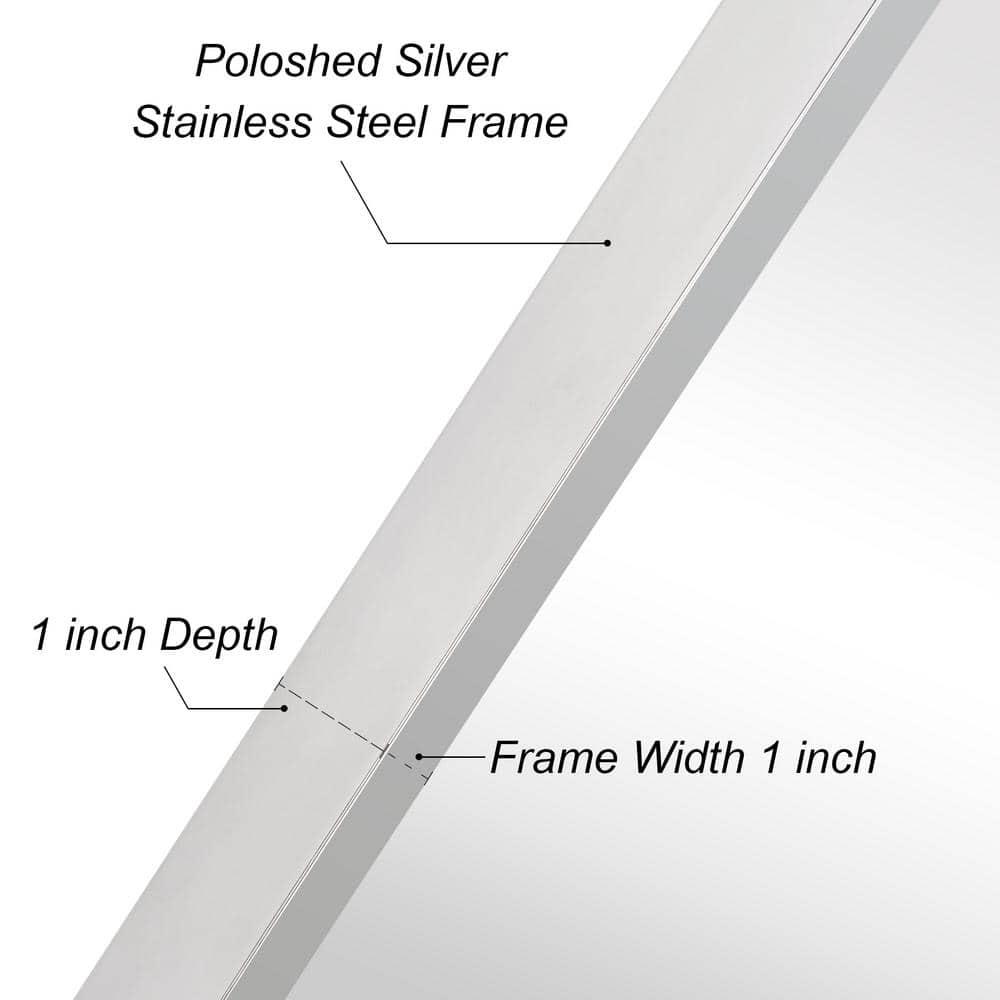 Empire Art Direct Contempo Stainless Steel Gold Wall Mirror Plished Silver 20" x 30" Silver
