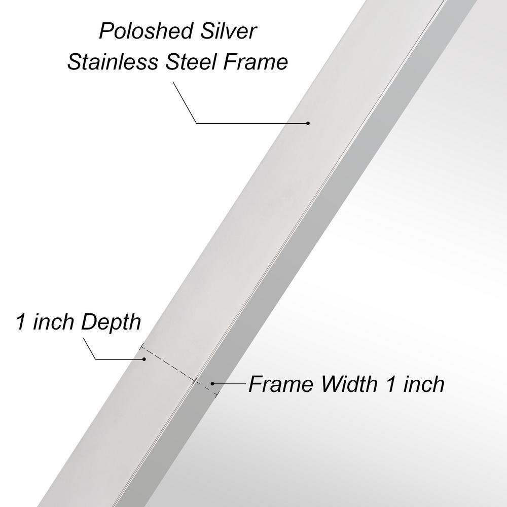Empire Art Direct Contempo Stainless Steel Gold Wall Mirror Plished Silver 24" x 36" Silver
