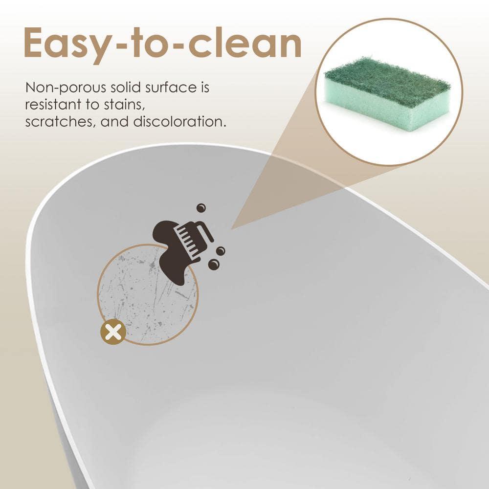 Giotto 59.1" x 30.7" Freestanding Soaking Stone Rein Bathtub