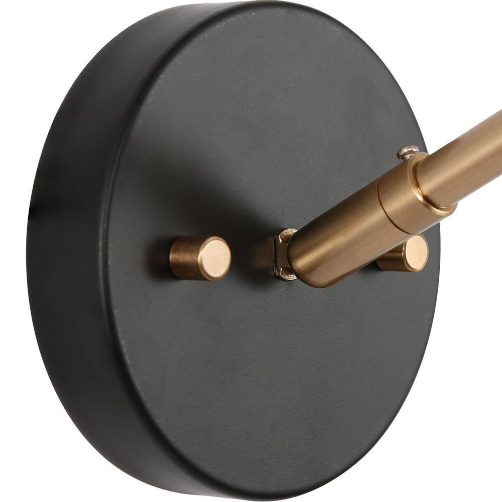 Flumie 1-Light Industrial Black Indoor Wall Sconce Modern Brass Vanity Light Adjustable Head with Cone Metal Shade